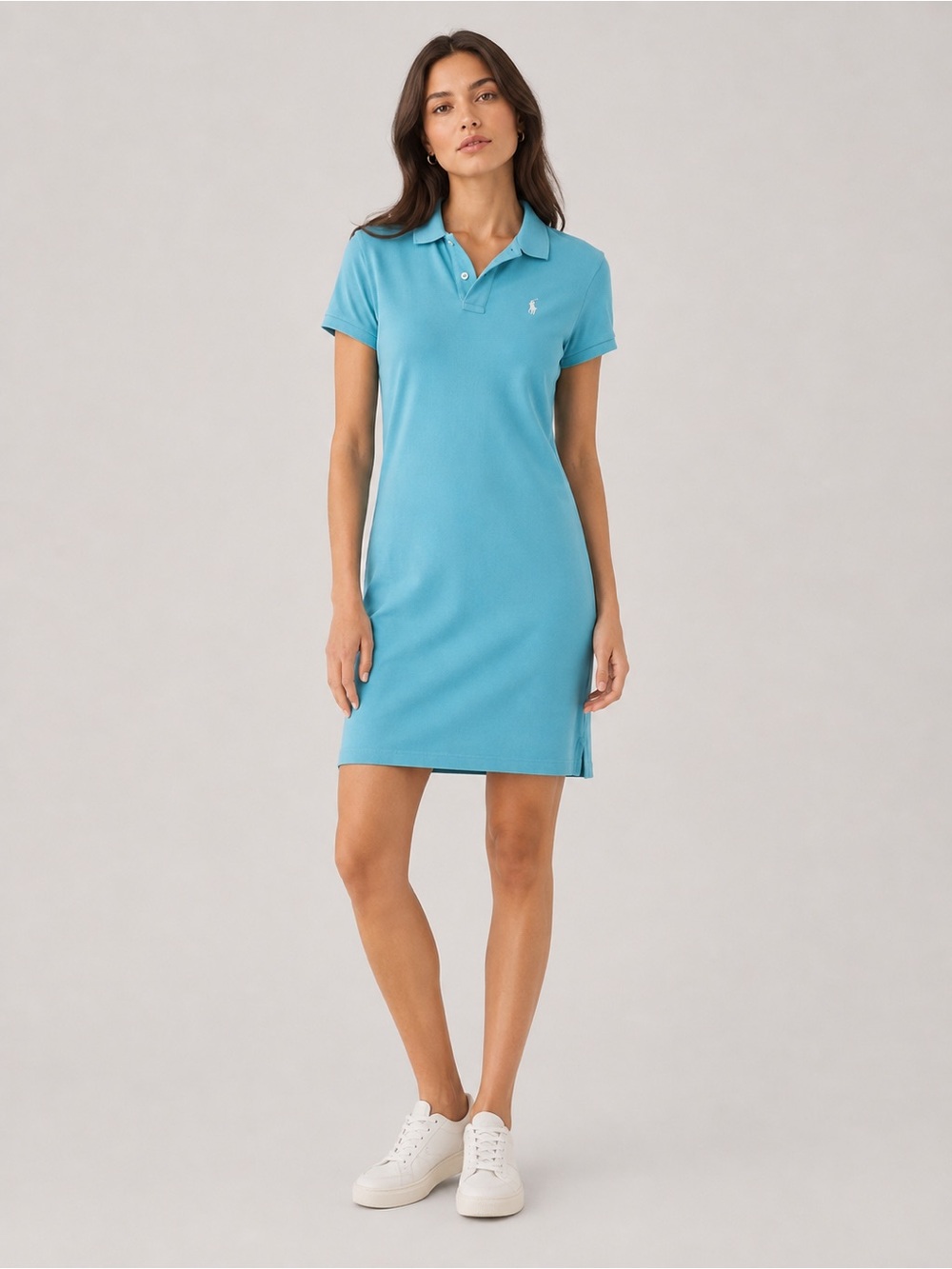 Polo Ralph Lauren Cotton Turquoise Blue Polo Mini Dress